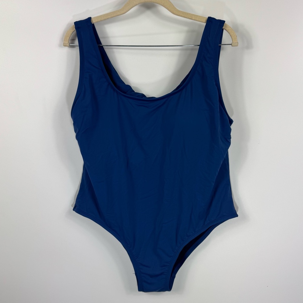 Hula Bay of Honolulu Women's One Piece Swim Suit Blue High Cut XXXL - 22